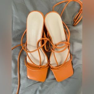 Orange Lace Up Heels